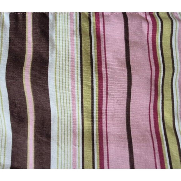 Girls Brown & Pink Striped Polka Dot Curtain Valance Tassels 13' Long Window - Picture 2 of 4